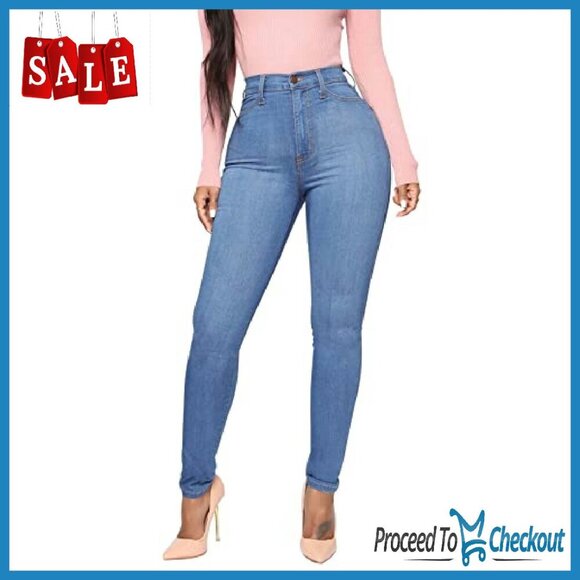 High Waisted Skinny Stretch Jeans Butt Lifting Slim Fit Denim Pants - Picture 4 of 8